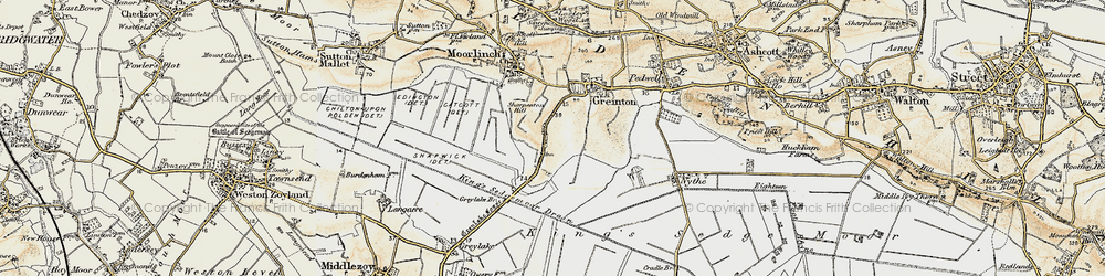 Old map of Greylake Fosse in 1898-1900