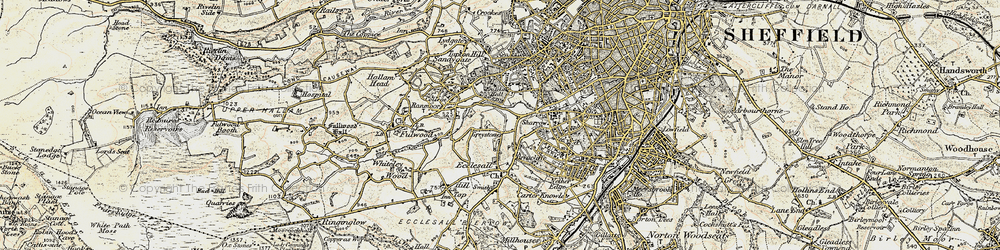 Sandygate Sheffield Greystones old map Yorkshire 1938: 294SW repro Fulwood 