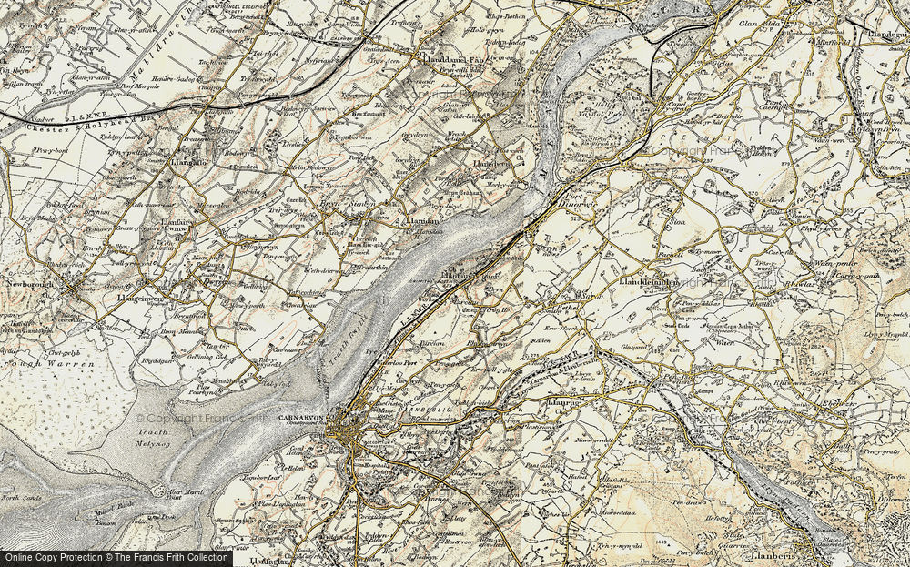 Old Map of Historic Map covering Parciau in 1903-1910