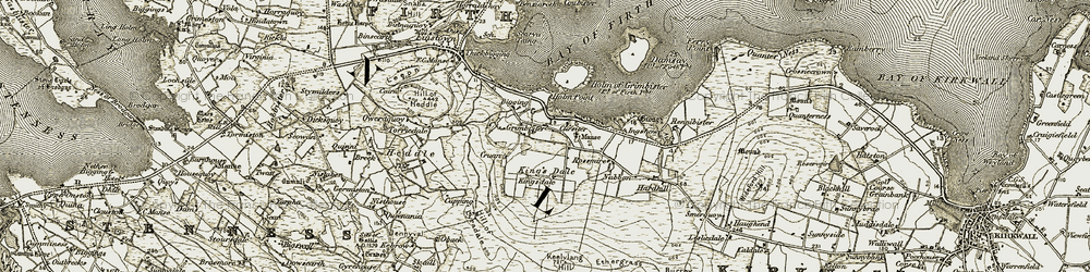 Old map of Grimbister in 1911-1912
