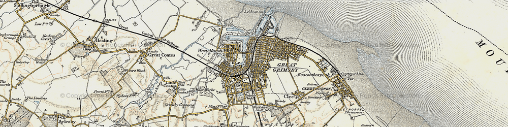 Old map of Grimsby in 1903-1908