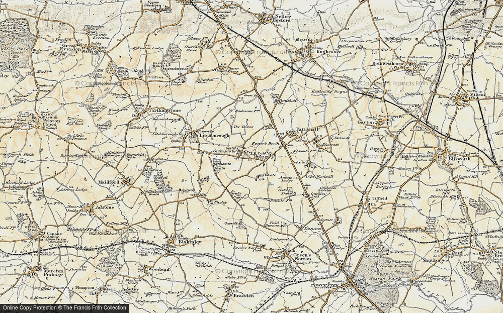 Old Map of Grimscote, 1898-1901 in 1898-1901