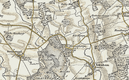 Old map of Elsthorpe in 1901-1903