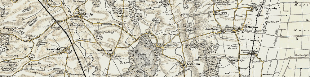 Old map of Grimsthorpe in 1901-1903