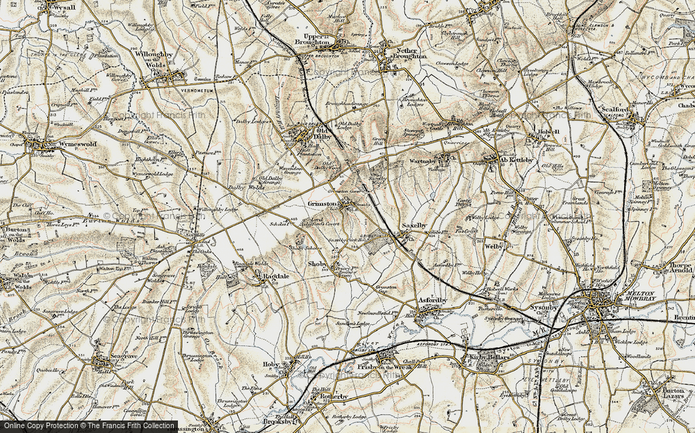 Old Map of Historic Map covering Saxelby Pastures in 1902-1903