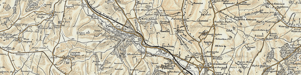 Old map of Grimstone in 1899
