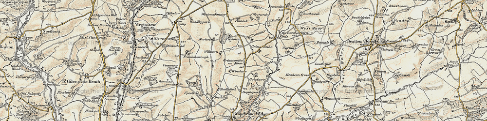 Old map of Grinacombe Moor in 1900