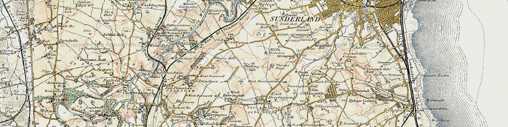 Old map of Grindon in 1901-1904