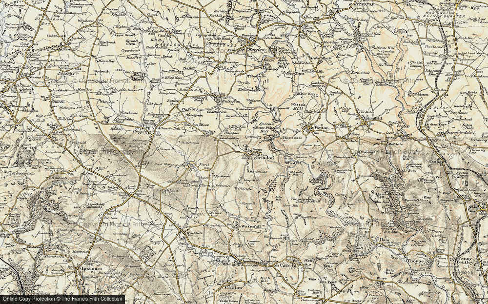 Old Map of Grindon, 1902-1903 in 1902-1903