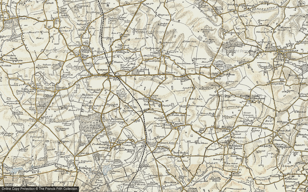 Old Map of Griston, 1901-1902 in 1901-1902