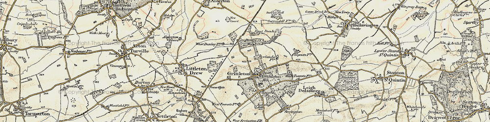 Old map of Grittleton in 1898-1899