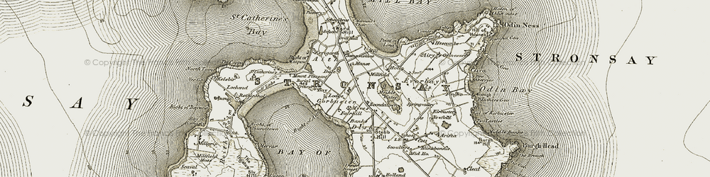 Old map of Grobister in 1911-1912
