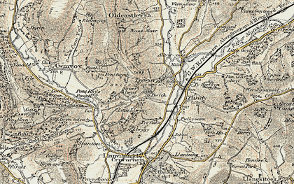 Old map of Brynhonddu in 1899-1900