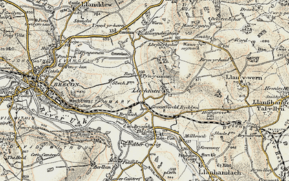 Old map of Abercynrig in 1900-1901