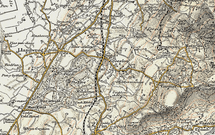 Old map of Groeslon in 1903-1910