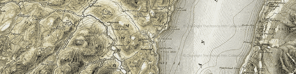 Old map of Allt Sunadale in 1905-1906