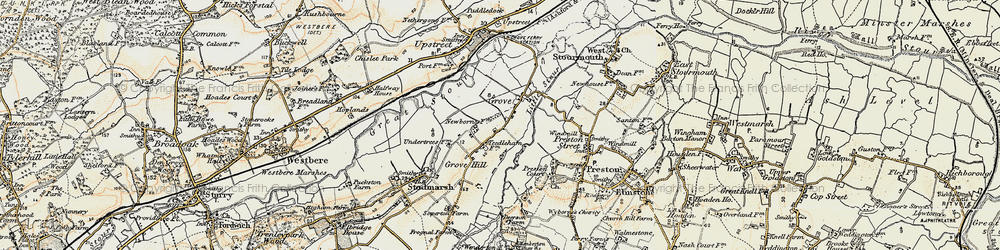 Old map of Grove in 1898-1899