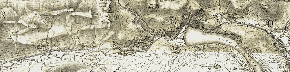 Old map of Grudie in 1908-1912