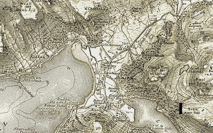Old map of Tom a' Chrochaire in 1906-1908