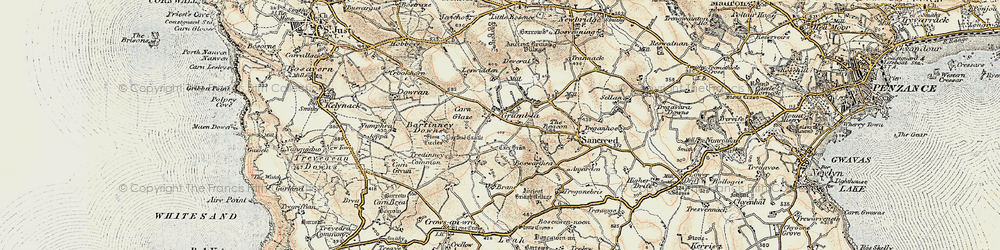Old map of Bartinney Downs in 1900