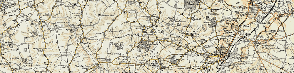 Old map of Grundisburgh in 1898-1901