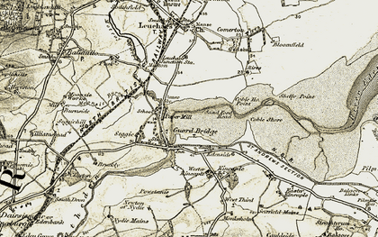 Old map of Guardbridge in 1906-1908