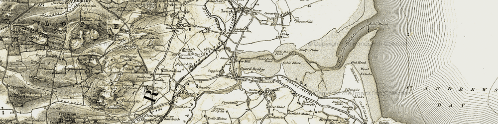 Old map of Guardbridge in 1906-1908