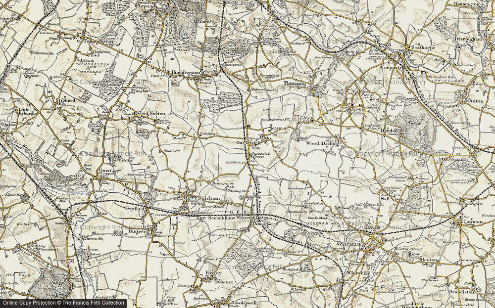 Old Map of Guestwick Green, 1901-1902 in 1901-1902