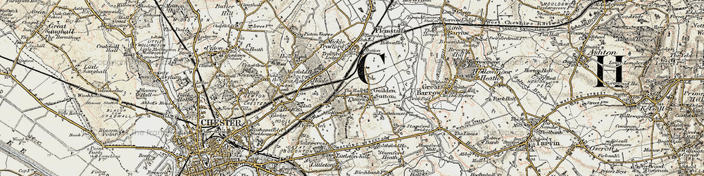 Old map of Guilden Sutton in 1902-1903