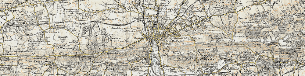 Old map of Guildford in 1898-1909