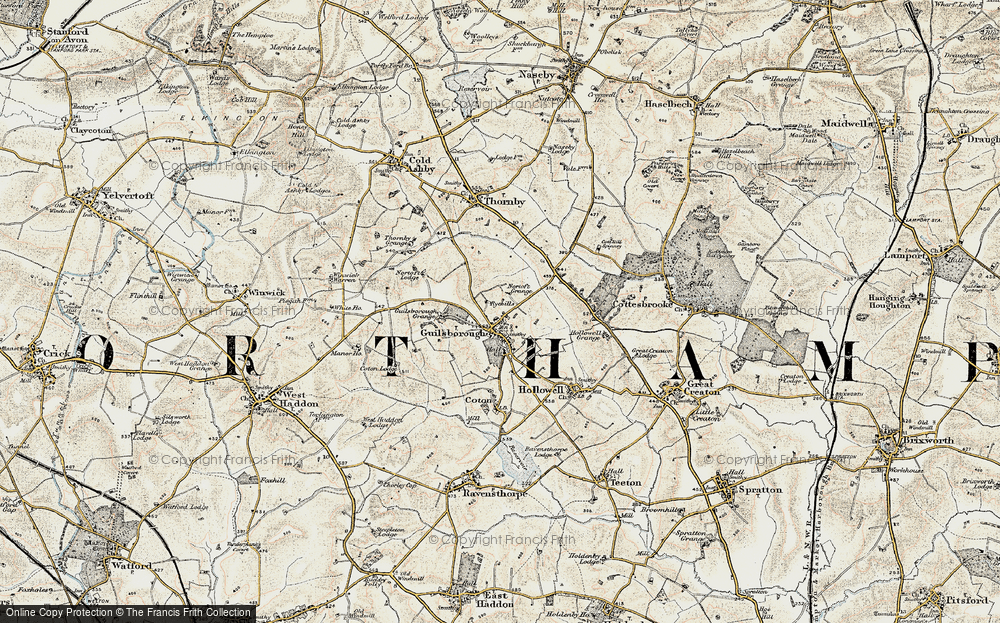 Old Map of Guilsborough, 1901 in 1901