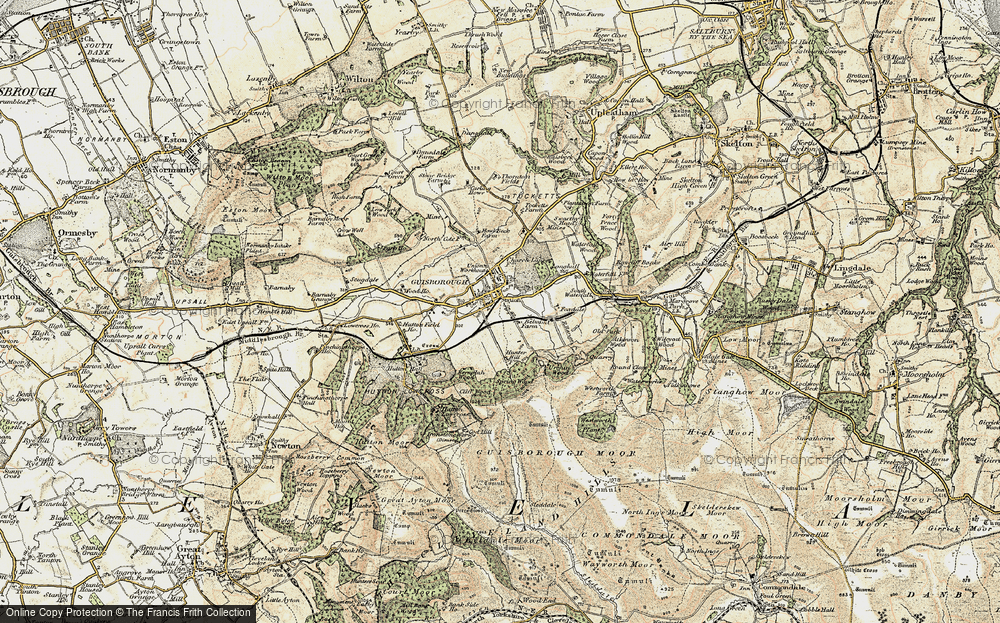 Old Map of Historic Map covering Hutton Village in 1903-1904