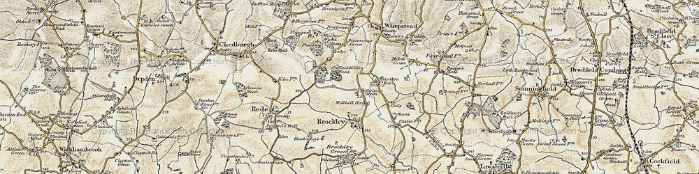 Old map of Manston Hall in 1899-1901