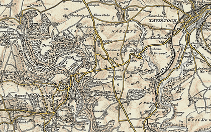 Old map of Gulworthy in 1899-1900