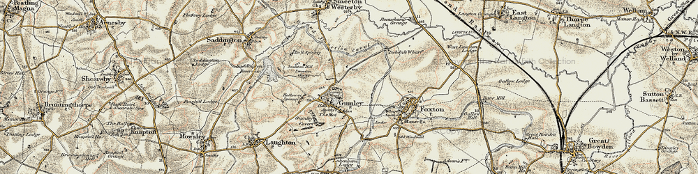 Old map of Gumley in 1901-1902