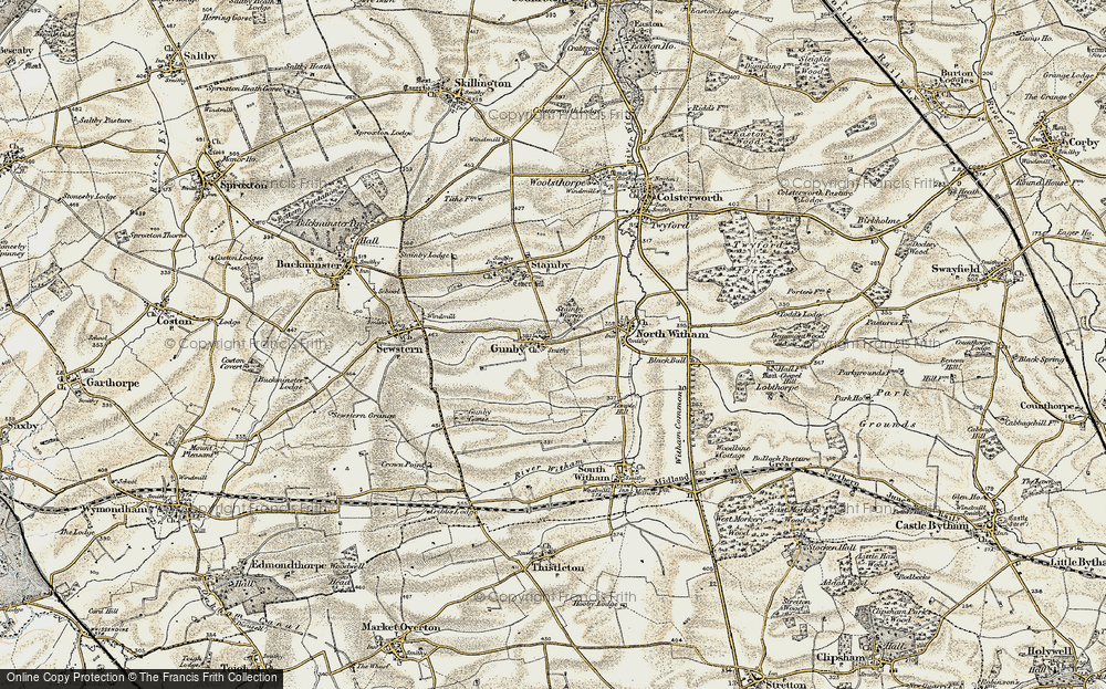 Old Map of Gunby, 1901-1903 in 1901-1903