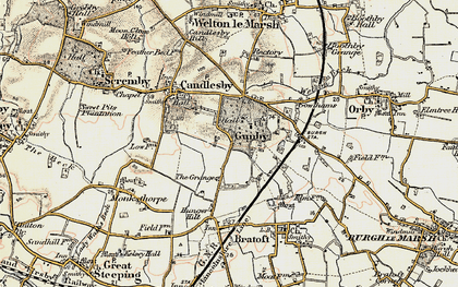 Old map of Gunby in 1902-1903