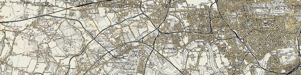 Old map of Gunnersbury in 1897-1909