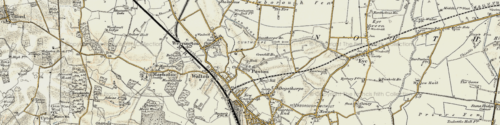 Old map of Gunthorpe in 1901-1902