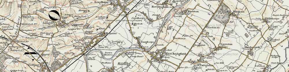 Old map of Gunthorpe in 1902-1903
