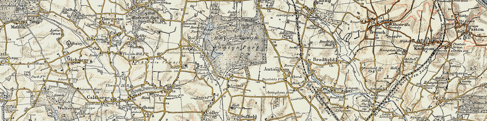 Old map of Gunton Park in 1901-1902