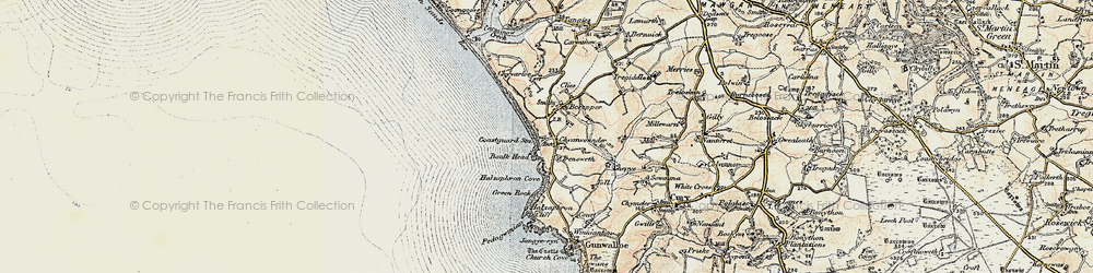 Old map of Gunwalloe Fishing Cove in 1900