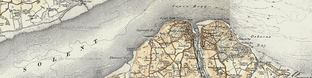 Old map of Gurnard in 1897-1909
