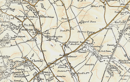 Old map of Gussage St Andrew in 1897-1909