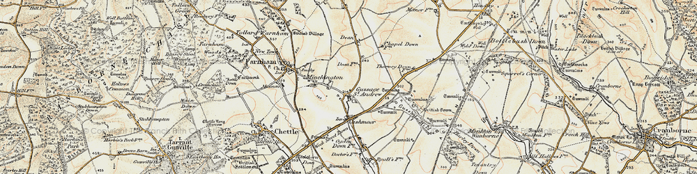 Old map of Gussage St Andrew in 1897-1909