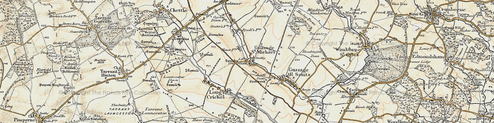 Old map of Gussage St Michael in 1897-1909