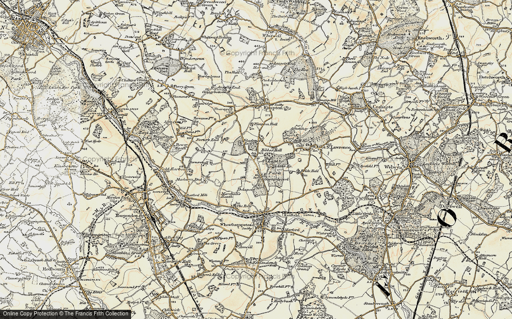 Old Map of Gustard Wood, 1898-1899 in 1898-1899