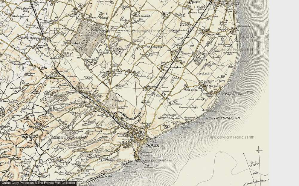 Old Map of Guston, 1898-1899 in 1898-1899