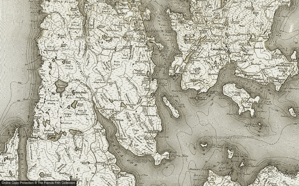 Old Map of Historic Map covering Akers Houll in 1912