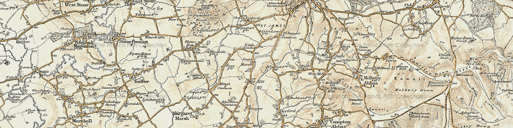Old map of Guy's Marsh in 1897-1909
